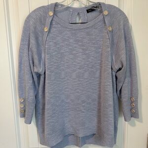 Parkhurst Lightweight Button-Accent Pullover Sweater Linen Tencel Blend